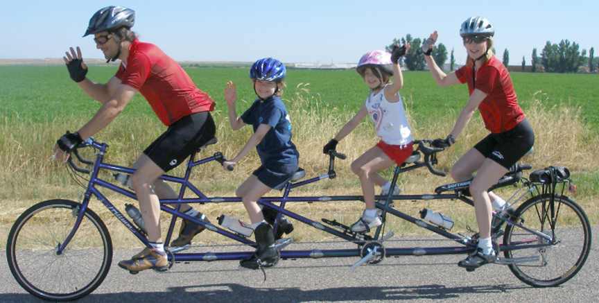 Rodrigues quad, triplet, tandem convertible bicycle with S and S Couplings