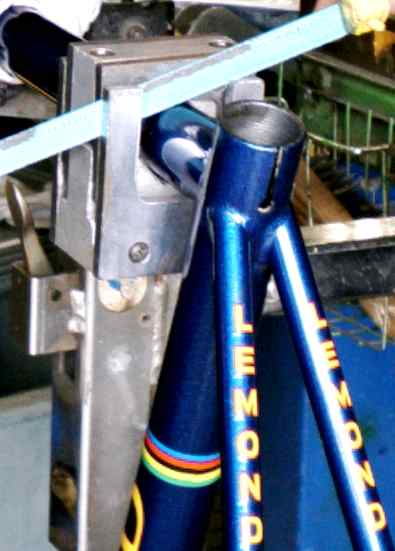 LeMond road bike being cut for S&S Couplings